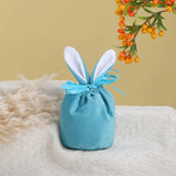 1Pcs Easter Bunny Bags Rabbit Ears Velvet Bag Sugar Box Wedding Candy Box Basket
