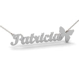 Fancy Pattern Name Text Pendant Necklace - Personalised Stainless Steel Jewelry