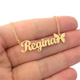 Fancy Pattern Name Text Pendant Necklace - Personalised Stainless Steel Jewelry