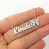 Fancy Pattern Name Text Pendant Necklace - Personalised Stainless Steel Jewelry