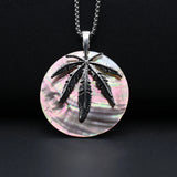 Beach Shell Round Metal Leaf Pendant Necklace 60X60-50X50MM