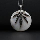 Beach Shell Round Metal Leaf Pendant Necklace 60X60-50X50MM