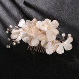 Red Flower Hair Comb Crystal Hair Clip Bridal Hairpin