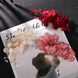 Red Flower Hair Comb Crystal Hair Clip Bridal Hairpin