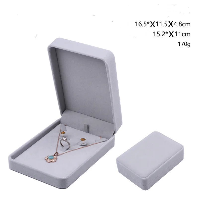 Flannelette Jewelry Set Box 16.5x11.5x4.8cm Red/Pink/Royal Blue Wedding Packing