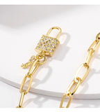 Adjustable Bracelet with CZ Lock Key Charm
