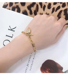 Adjustable Bracelet with CZ Lock Key Charm