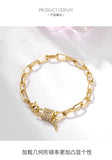 Adjustable Bracelet with CZ Lock Key Charm