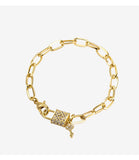 Adjustable Bracelet with CZ Lock Key Charm