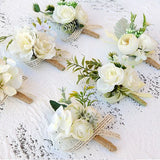 Groom Wedding Flowers Boutonniere Corsage Artificial Rose Man Suit Decoration