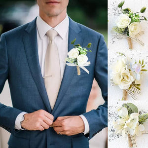 Groom Wedding Flowers Boutonniere Corsage Artificial Rose Man Suit Decoration