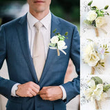 Groom Wedding Flowers Boutonniere Corsage Artificial Rose Man Suit Decoration