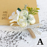 Groom Wedding Flowers Boutonniere Corsage Artificial Rose Man Suit Decoration