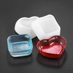 1Pcs Heart Shape Jewelry Epoxy Casting Molds Round Dish UV Epoxy Resin Molds Too