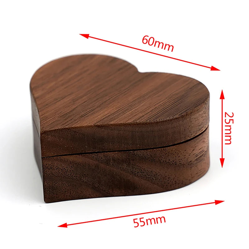 Heart/Square Walnut Vintage Wedding Ring Box Holder