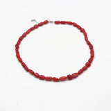 Irregular Red Coral Beads Necklace Choker 6x12-7x13mm