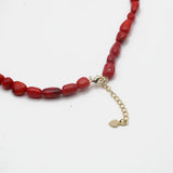 Irregular Red Coral Beads Necklace Choker 6x12-7x13mm