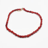 Irregular Red Coral Beads Necklace Choker 6x12-7x13mm