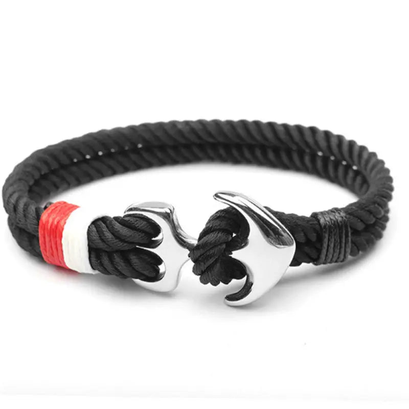Titanium Steel Anchor Bracelet Nylon Rope Bracelet For Men