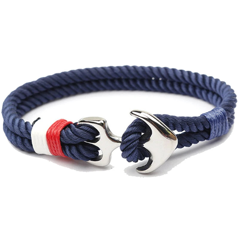 Titanium Steel Anchor Bracelet Nylon Rope Bracelet For Men