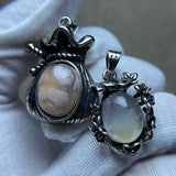 Natural Cherry Blossom Agate Pendant Necklace 925 Silver Inlaid Woman Jewelry