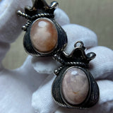 Natural Cherry Blossom Agate Pendant Necklace 925 Silver Inlaid Woman Jewelry
