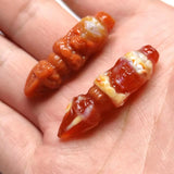 Red Agate Carved Dzi Beads Tibetan God Wealth Vajra Shaped Pendant