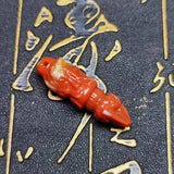 Red Agate Carved Dzi Beads Tibetan God Wealth Vajra Shaped Pendant