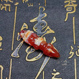 Red Agate Carved Dzi Beads Tibetan God Wealth Vajra Shaped Pendant