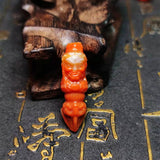Red Agate Carved Dzi Beads Tibetan God Wealth Vajra Shaped Pendant