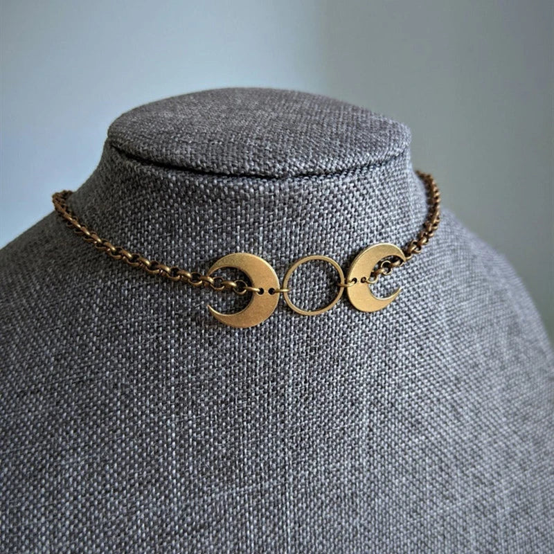 Moon Choker Necklace Witch Necklace Minimalist Charm Jewelry Halloween Gift