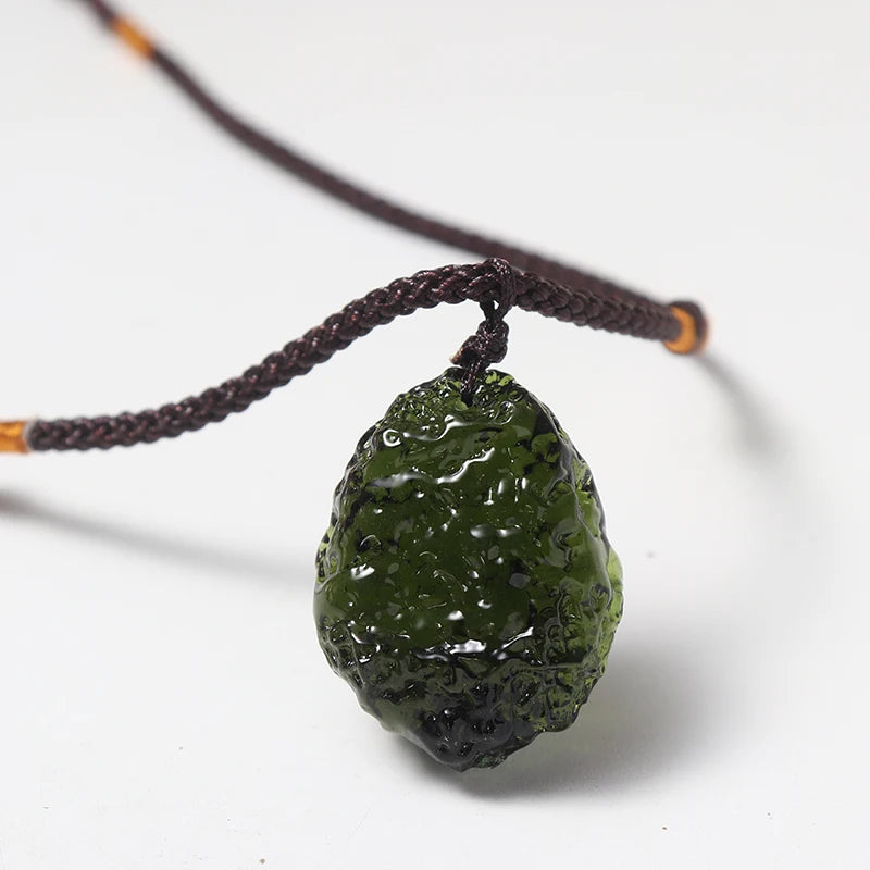 Natural Crystal Green Moldavite Pendant Meteorite Necklace Pendant Stone