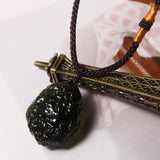 Natural Crystal Green Moldavite Pendant Meteorite Necklace Pendant Stone