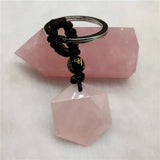 Natural Quartz Stone Keychain Pink Crystal Key Rings Bag Accessories