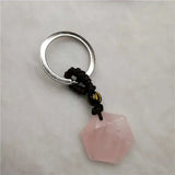 Natural Quartz Stone Keychain Pink Crystal Key Rings Bag Accessories