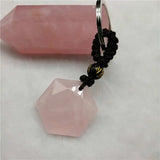 Natural Quartz Stone Keychain Pink Crystal Key Rings Bag Accessories