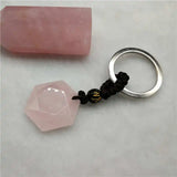 Natural Quartz Stone Keychain Pink Crystal Key Rings Bag Accessories