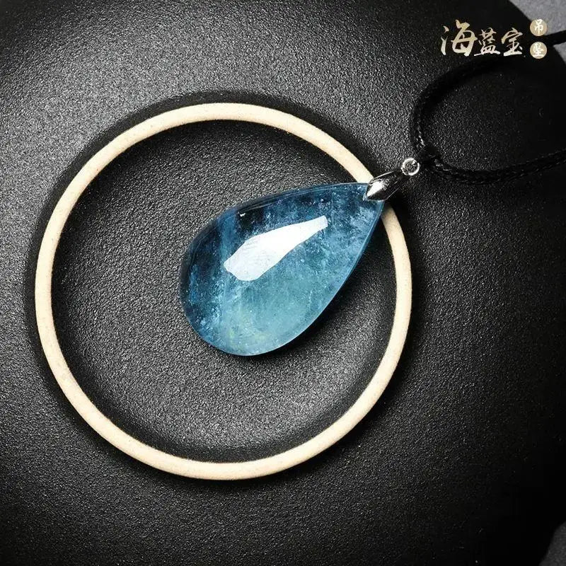 Natural Aquamarine Stone Heart Pendant for Girls