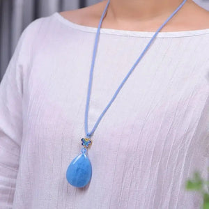 Natural Aquamarine Stone Heart Pendant for Girls