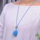 Natural Aquamarine Stone Heart Pendant for Girls