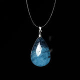 Natural Aquamarine Stone Heart Pendant for Girls