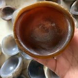 Natural Crystal Stone Agate with Leather Chisel Slot Ashtray Jade Bowl