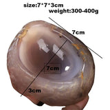 Natural Crystal Stone Agate with Leather Chisel Slot Ashtray Jade Bowl
