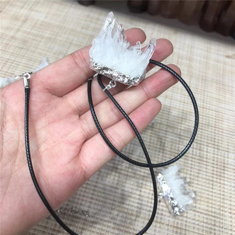 1Pcs Natural Clear Quartz Cluster Pendant for DIY Necklace