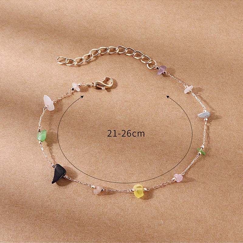 Natural Stone Beaded Anklet for Women - Minimalist Foot Jewelry