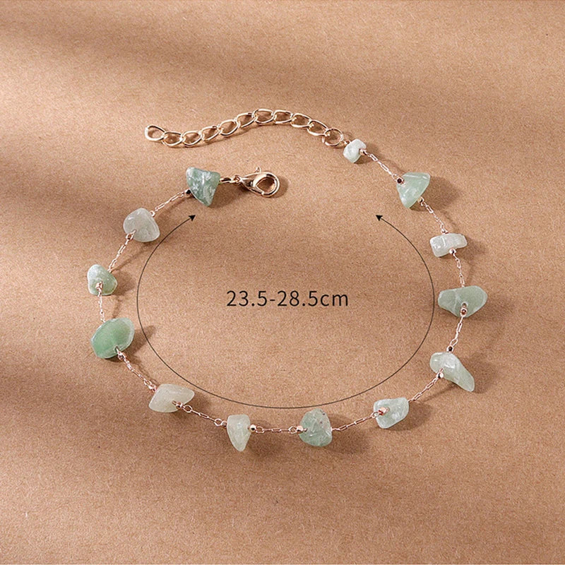 Natural Stone Beaded Anklet for Women - Minimalist Foot Jewelry