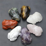 1Pcs Natural Stone Carved Frog Animal Ornaments