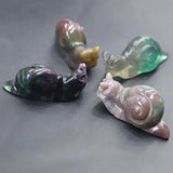 Natural Stone Snail Animal Ornaments Fluorite Agate Quartz Crafts Figurine