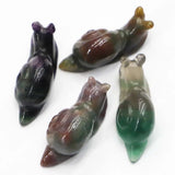 Natural Stone Snail Animal Ornaments Fluorite Agate Quartz Crafts Figurine