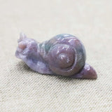Natural Stone Snail Animal Ornaments Fluorite Agate Quartz Crafts Figurine